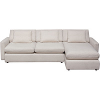 Arcadia 2PC Reversible Chaise Sectional w/ Feather Down Seating in Cream Fabric by Diamond Sofa