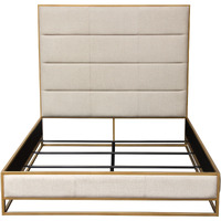 Empire Queen Bed in Sand Fabric with Handbrushed Gold Metal Frame by Diamond Sofa