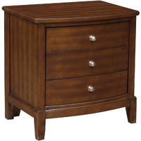 Wooden Nightstand with 3 Spacious Drawers and Knobs, Brown