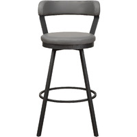 Leatherette Pub Chair with Curved Design Open Backrest, Set of 2,Light Gray