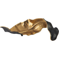 Twisted Leaf Design Sculpture with Texture Details, Gold and Black