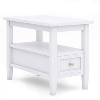 Warm Shaker SOLID WOOD Narrow Side Table in White