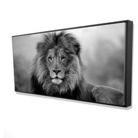 Black And White Lion - Framed Print on canvas by Begin Edition
