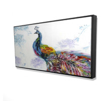 Majestic Peacock With Flowers - Framed Print on canvas by Begin Edition