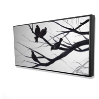 Birds And Branches Silhouette - Framed Print on canvas by Begin Edition