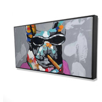 Abstract Bulldog With Cigar - Framed Print on canvas by Begin Edition
