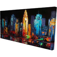 Colorful Abstract Cityscape on a Dark Background - Print on canvas by Begin Edition