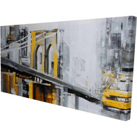 Yellow Brooklyn Bridge With Taxis - Print on canvas by Begin Edition