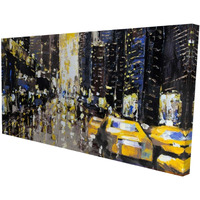 Abstract And Texturized City With Yellow Taxis - Print on canvas by Begin Edition