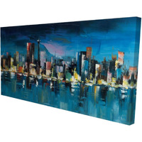 Abstract Blue Cityscape By Night - Print on canvas by Begin Edition