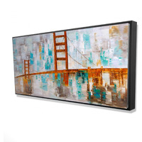 GOLDEN GATE WITH TURQUOISE PAINT SPOTS - Framed Print on canvas by Begin Edition