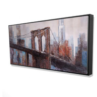 BROWN AND BLUE BROOKLYN BRIDGE - Framed Print on canvas by Begin Edition