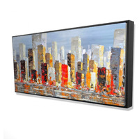 COLORFUL BUILDINGS WITH WATER REFLECTION - Framed Print on canvas by Begin Edition