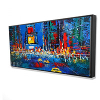 COLORFUL AND ABSTRACT TIMES SQUARE BY NIGHT - Framed Print on canvas by Begin Edition