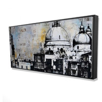 ABSTRACT CITY WITH TYPOGRAPHY - Framed Print on canvas by Begin Edition