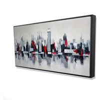 GRAY AND RED FLOATING CITYSCAPE - Framed Print on canvas by Begin Edition