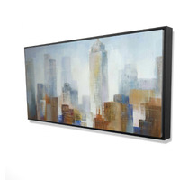 CITYSCAPE IN THE FOG - Framed Print on canvas by Begin Edition