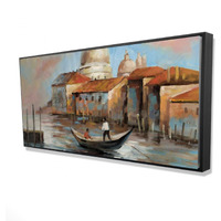 TWO EUROPEANS ON A GONDOLA - Framed Print on canvas by Begin Edition