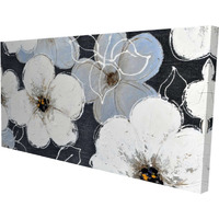 WHITE FLOWERS WITH LEAVES OUTLINES - Print on canvas by Begin Edition