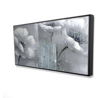 PEACEFUL BLACK & WHITE FLOWERS - Framed Print on canvas by Begin Edition