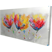 FOUR COLORED FLOWERS ON GRAY BACKGROUND - Print on canvas by Begin Edition