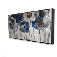 BLUE BLURRY FLOWERS - Framed Print on canvas by Begin Edition