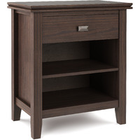 Artisan SOLID WOOD 24 inch Wide Transitional Bedside Nightstand Table in Warm Walnut Brown