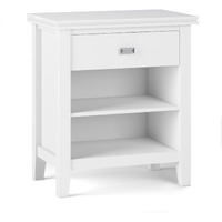 Artisan SOLID WOOD 24 inch Wide Transitional Bedside Nightstand Table in White