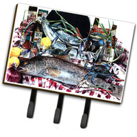 "Caroline's Treasures 1001TH68 Fish and Beers from New Orleans Leash Holder or Key Hook, Large, Multicolor"
