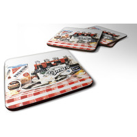 "Caroline's Treasures 1004FC Barq's Oysters Foam Coasters (Set of 4), 3.5"" H x 3.5"" W, Multicolor"
