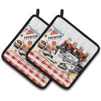 "Caroline's Treasures Barq's Oysters Pair of Pot Holders 1004PTHD, 7.5HX7.5W, Multicolor"
