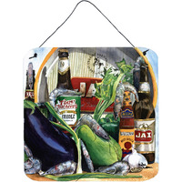 "Caroline's Treasures Eggplant and New Orleans Beers Aluminum Metal Wall or Door Hanging Prints, 6 x 6"", Multicolor"
