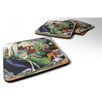 "Caroline's Treasures 1007FC Eggplant and New Orleans Beers Foam Coasters (Set of 4), 3.5"" H x 3.5"" W, Multicolor"