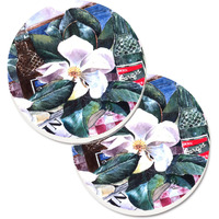 "Caroline's Treasures Barq's & Magnolia Set of 2 Cup Holder Car Coasters 1009CARC, 2.56, Multicolor"