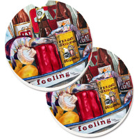 "Caroline's Treasures Veron's & New Orleans Beers Set of 2 Cup Holder Car Coasters 1010CARC, 2.56, Multicolor"