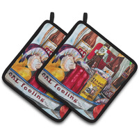 "Caroline's Treasures Veron's & New Orleans Beers Pair of Pot Holders 1010PTHD, 7.5HX7.5W, Multicolor"