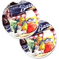 "Caroline's Treasures Blue Plate Mayonaise, Barq's A Tomato Sandwich Set of 2 Cup Holder Car Coasters 1013CARC, 2.56, Multicolor"