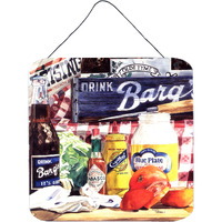 "Caroline's Treasures Blue Plate Mayonnaise, Barq's and a Tomato Sandwich Wall or Door Hanging Prints, 6 x 6"", Multicolor"