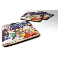 "Caroline's Treasures 1013FC Blue Plate Mayonaise, Barq's and a Tomato Sandwich Foam Coasters (Set of 4), 3.5"" H x 3.5"" W, Multicolor"