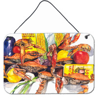 "Caroline's Treasures Vernon's and Crabs Indoor Aluminum Metal Wall or Door Hanging Prints, 8 x 12"", Multicolor"