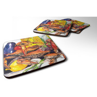"Caroline's Treasures 1016FC Veron's and Crabs Foam Coasters (Set of 4), 3.5"" H x 3.5"" W, Multicolor"