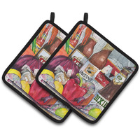 "Caroline's Treasures New Orleans Beers & Spices Pair of Pot Holders 1017-1PTHD, 7.5HX7.5W, Multicolor"