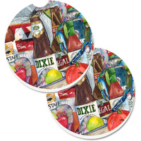"Caroline's Treasures New Orleans Beers & Spices Set of 2 Cup Holder Car Coasters 1017-2CARC, 2.56, Multicolor"