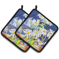 "Caroline's Treasures Flowers - Daisy Pair of Pot Holders 6003PTHD, 7.5HX7.5W, Multicolor"