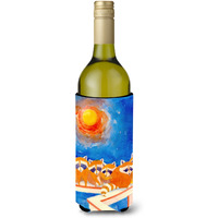Raccoons on the railing Wine Bottle Beverage Insulator Beverage Insulator Hugger