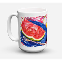"Caroline's Treasures 6028CM15 Watermelon Dishwasher Safe Microwavable Ceramic Coffee Mug, 15 oz, Multicolor"