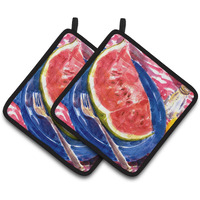 "Caroline's Treasures Watermelon Pair of Pot Holders 6028PTHD, 7.5HX7.5W, Multicolor"
