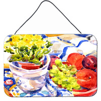 "Caroline's Treasures Apples, Plums and Grapes with Flowers Indoor Wall or Door Hanging Prints, 8 x 12"", Multicolor"