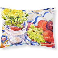 "Caroline's Treasures 6037PILLOWCASE Apples Plums Grapes with Flowers Moisture Wicking Fabric Standard Pillowcase, Large, Multicolor"
