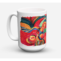 "Caroline's Treasures 6043CM15 Red Flowers And Berries Microwavable Ceramic Coffee Mug, 15 oz, Multicolor"